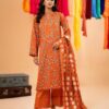 3 Pcs Women's Unstitched Lawn Embroidered Suit – Elegant Red with Exquisite Embroidery