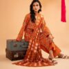 3 Pcs Women's Unstitched Lawn Embroidered Suit – Elegant Red with Exquisite Embroidery