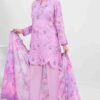 3 Pcs Women's Unstitched Lawn Printed Suit – Elegant Lilac Design for All Occasions