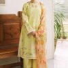 3 Pcs Women's Unstitched Embroidered Lawn Suit – Elegant Yellow with Digital Print Dupatta