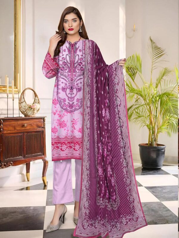 3 Pcs Women's Unstitched Lawn Digital Print Suit – Elegant & Stylish