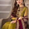 3 Pcs Women's Unstitched Chiffon Embroidered Suit – Elegant Yellow with Sequins Detailing