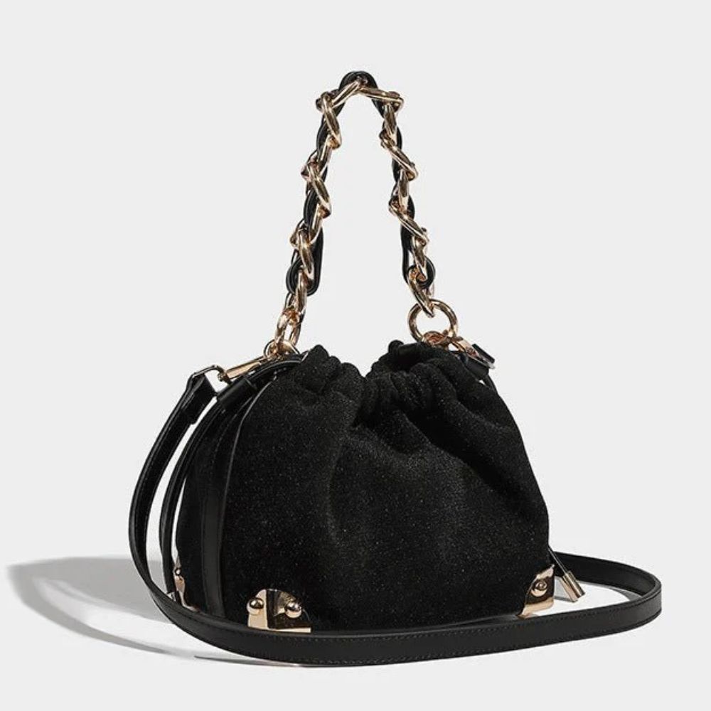 Niche Designer Chain Shoulder Bag for Women – Stylish Urban Crossbody Bucket Purse